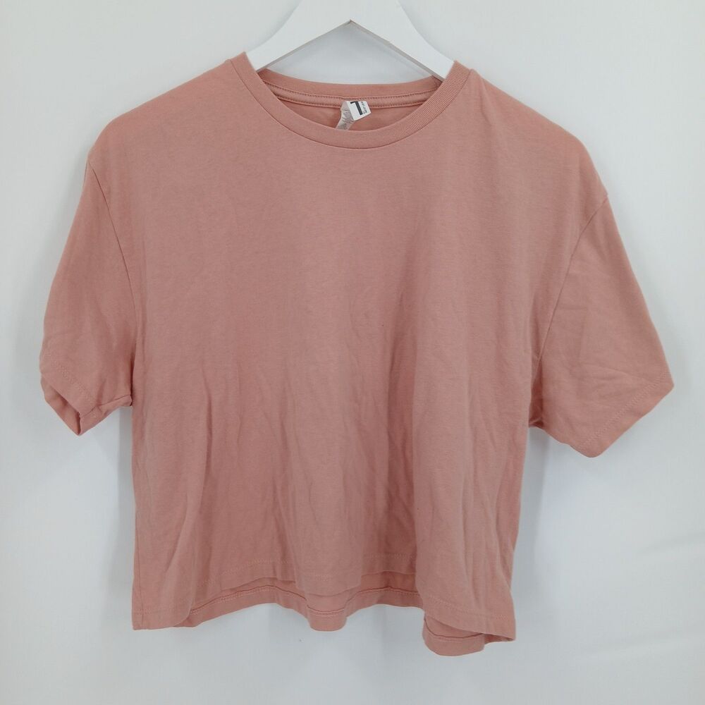 Ideal T Womens Pink Short Sleeve Crewneck Crop T-Shirt Modern Basics size XL